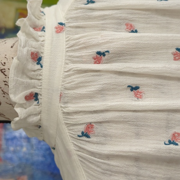 La Vie Rebecca Taylor for Anthropologie Rosebud Embroidered Button Down Blouse L - Picture 12 of 13